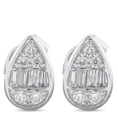 Lb Exclusive 14k White Gold 0.35ct Diamond Cluster Pear Stud Earrings Er305260-w In Metallic