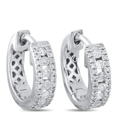 Lb Exclusive 14k White Gold 0.35ct Diamond Huggie Earrings Aer5938-r In Silver