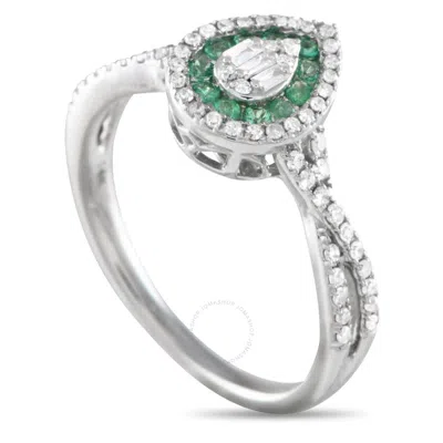LB EXCLUSIVE LB EXCLUSIVE 14K WHITE GOLD 0.40CT DIAMOND AND EMERALD RING RN32574 W