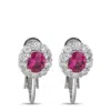 Lb Exclusive 14k White Gold 0.40ct Diamond And Ruby Earrings Mf27-102025 In Metallic