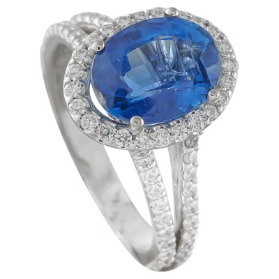 Pre-owned Lb Exclusive 14k White Gold 0.40ct Diamond And Sapphire Ring Mf22-051826