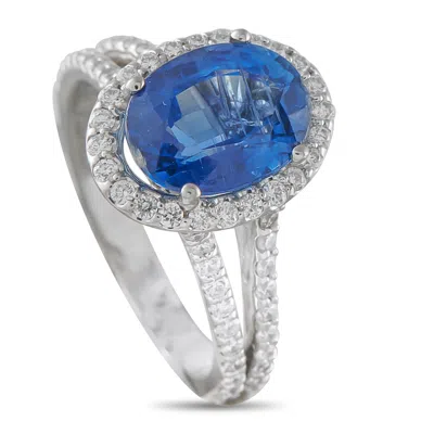 Lb Exclusive 14k White Gold 0.40ct Diamond And Sapphire Ring Mf22-051826 In Blue