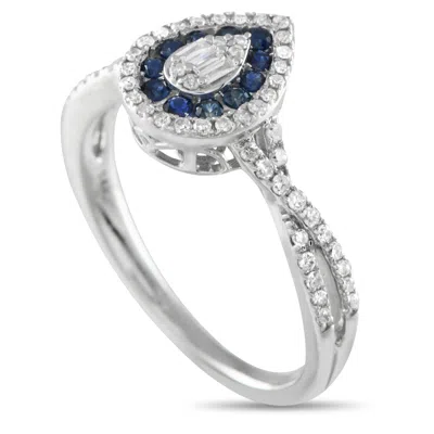 Lb Exclusive 14k White Gold 0.40ct Diamond And Sapphire Ring Rn32536-w