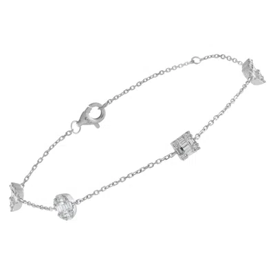 Pre-owned Lb Exclusive 14k White Gold 0.40ct Diamond Bracelet Br10377-w