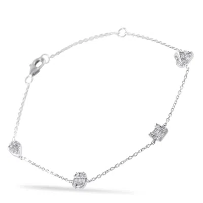 Lb Exclusive 14k White Gold 0.40ct Diamond Bracelet Br10377-w In Metallic
