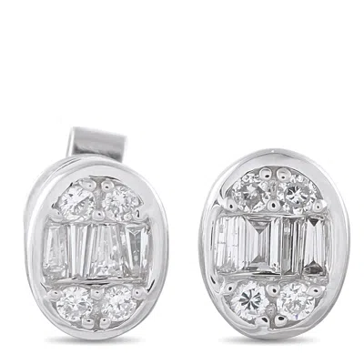 Lb Exclusive 14k White Gold 0.40ct Diamond Cluster Oval Stud Earrings Er305262 In Gray