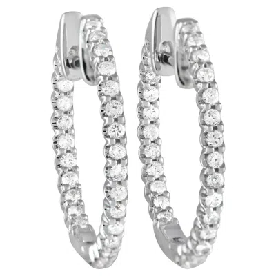 Pre-owned Lb Exclusive 14k White Gold 0.42 Carat Diamond Inside-out Hoop Earrings