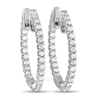 Lb Exclusive 14k White Gold 0.42ct Diamond Inside Out Hoop Earrings In Metallic