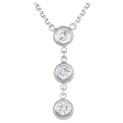 Pre-owned Lb Exclusive 14k White Gold 0.45 Carat Diamond 3-stone Necklace