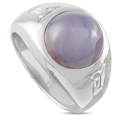 Lb Exclusive 14k White Gold 0.45ct Diamond And Sapphire Ring Mf12-062526 In Purple