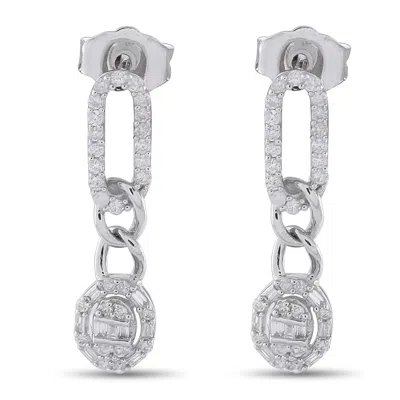 Lb Exclusive 14k White Gold 0.45ct Diamond Oval Drop Earrings Er29997-w In Metallic