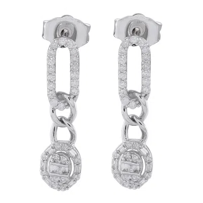 Pre-owned Lb Exclusive 14k White Gold 0.45ct Diamond Oval Drop Earrings Er29997-w