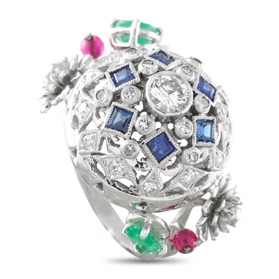 Lb Exclusive 14k White Gold 0.45ct Diamond, Ruby, Sapphire, And Emerald Ring Mf06-050526