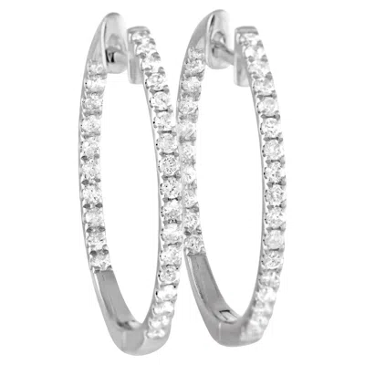 Pre-owned Lb Exclusive 14k White Gold 0.50 Carat Diamond Inside-out Hoop Earrings