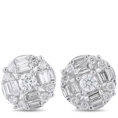 Lb Exclusive 14k White Gold 0.50ct Diamond Cluster Stud Earrings Er29995-w In Metallic