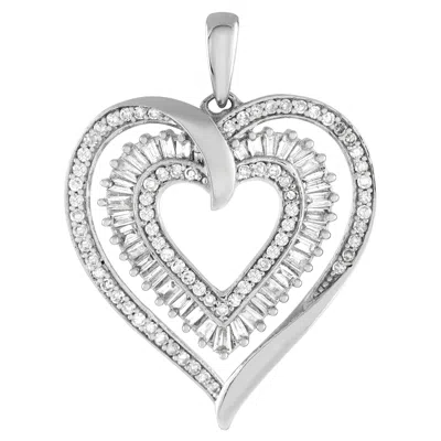 Pre-owned Lb Exclusive 14k White Gold 0.50ct Diamond Heart Pendant Ph4-11722w