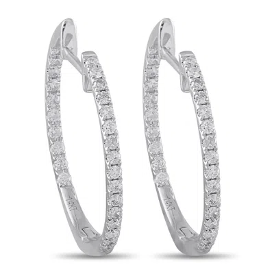 Lb Exclusive 14k White Gold 0.50ct Diamond Inside-out Hoop Earrings Aer9832r In Silver