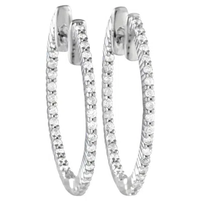 Pre-owned Lb Exclusive 14k White Gold 0.55 Carat Diamond Inside-out Hoop Earrings