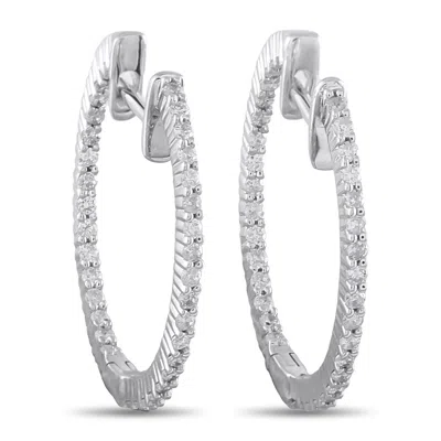 Lb Exclusive 14k White Gold 0.55ct Diamond Inside-out Hoop Earrings Aer-14260-r In Silver