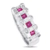 Lb Exclusive 14k White Gold 0.60ct Diamond And Ruby Ring Mf03-120424 In White