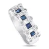 Lb Exclusive 14k White Gold 0.60ct Diamond And Sapphire Ring Mf22-120324 In White