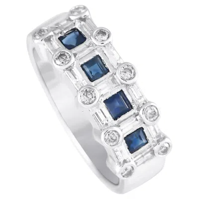 Pre-owned Lb Exclusive 14k White Gold 0.60ct Diamond And Sapphire Ring Mf22-120324
