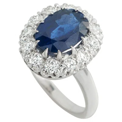 Pre-owned Lb Exclusive 14k White Gold 0.60ct Diamond And Sapphire Ring Mf29-051526