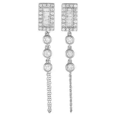 Pre-owned Lb Exclusive 14k White Gold 0.60ct Diamond Dangle Earrings