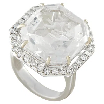 Pre-owned Lb Exclusive 14k White Gold 0.60ct Diamond Victorian Cupid Intaglio Ring Mf16-062926