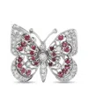 Lb Exclusive 14k White Gold 0.65ct Diamond And Ruby Butterfly Brooch Mf09-082025 In Metallic