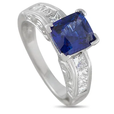 Lb Exclusive 14k White Gold 0.80ct Diamond And Sapphire Ring Mf16-051526 In Blue