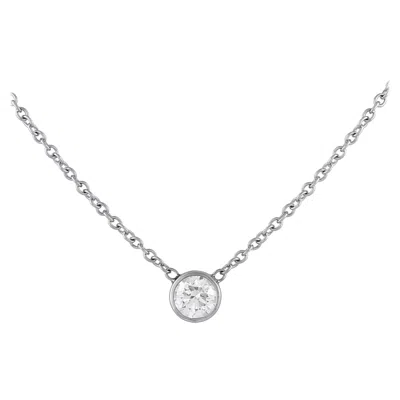 Pre-owned Lb Exclusive 14k White Gold 0.80ct Diamond Solitare Necklace Mf10-121525