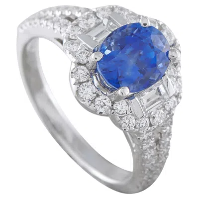 Pre-owned Lb Exclusive 14k White Gold 0.85ct Diamond And Sapphire Ring Mf32-050126