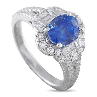 Lb Exclusive 14k White Gold 0.85ct Diamond And Sapphire Ring Mf32-050126 In Metallic
