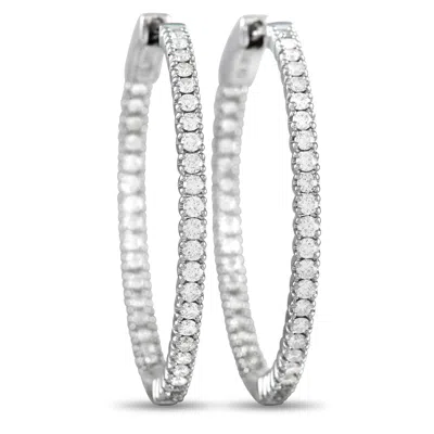 Lb Exclusive 14k White Gold 0.98 Ct Diamond Inside-out Hoop Earrings K5024e78 In Metallic