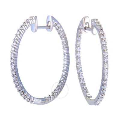 Lb Exclusive 14k White Gold 1.00 Carat Vs1 G Color Diamond Pave Inside Out Hoop Earrings In Multi-color