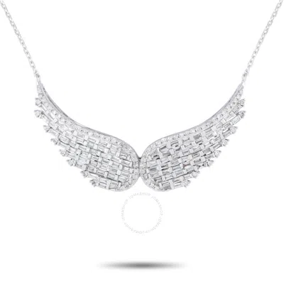 Lb Exclusive 14k White Gold 1.06ct Diamond Wing Necklace Nk01552 W In Metallic