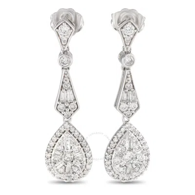 Lb Exclusive 14k White Gold 1.0ct Diamond Art Deco Drop Earrings Er28526 In Metallic