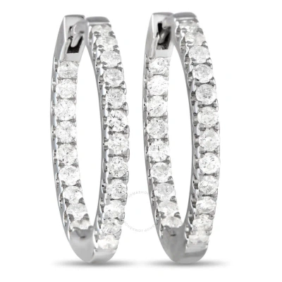 Lb Exclusive 14k White Gold 1.0ct Diamond Inside Out Hoop Earrings In Multi-color