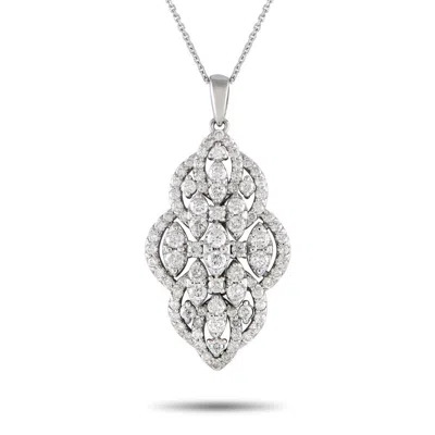 Lb Exclusive 14k White Gold 1.50ct Diamond Pendant Necklace Pn15332 In Metallic