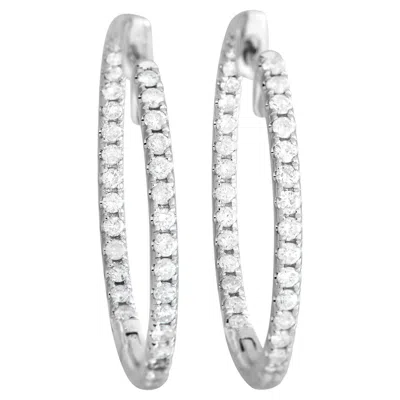 Pre-owned Lb Exclusive 14k White Gold 1.0 Carat Diamond Inside-out Hoop Earrings