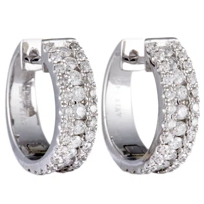 Lb Exclusive 14k White Gold 1.00 Ct Diamond Hoop Earrings Aer-9840wwd In Metallic