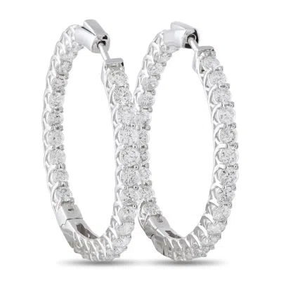 Lb Exclusive 14k White Gold 10.20ct Diamond Inside-out Hoop Earrings Mf09-041726 In Metallic