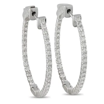 LB EXCLUSIVE 14K WHITE GOLD 1.07CT DIAMOND INSIDE-OUT HOOP EARRINGS MF11-111825