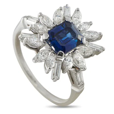 Lb Exclusive 14k White Gold 1.20ct Diamond And Sapphire Starburst Ring Mf08-062926