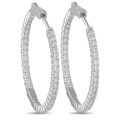 Lb Exclusive 14k White Gold 1.30ct Diamond Inside-out Hoop Earrings Mf14-111825 In Metallic