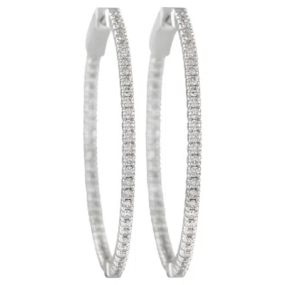 Pre-owned Lb Exclusive 14k White Gold 1.34ct Diamond Inside-out Hoop Earrings