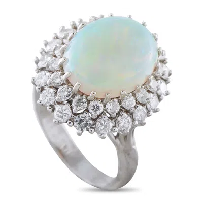 Lb Exclusive 14k White Gold 1.50ct Diamond And Opal Ring Mf04-050526 In Metallic