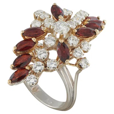 Pre-owned Lb Exclusive 14k White Gold 1.54ct Diamond And Garnet Ring Mf26-062426