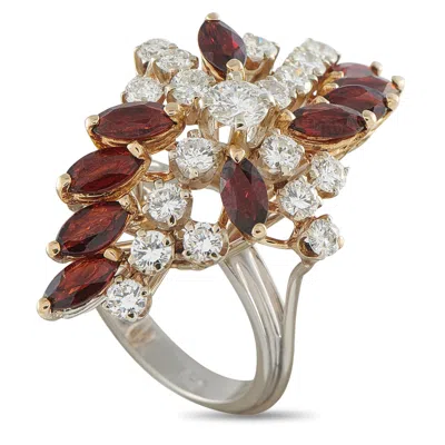 Lb Exclusive 14k White Gold 1.54ct Diamond And Garnet Ring Mf26-062426 In Red